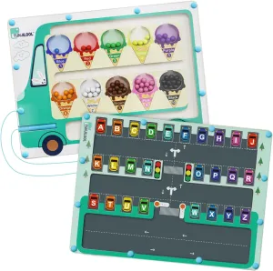 TUNJILOOL 2 in 1 Magnetic Color and Number Maze Board, Alphabet Counting Puzzle Double Sided Busy Board, Montessori Educational Toys for Kids, Fine Motor Skills Learning Toys