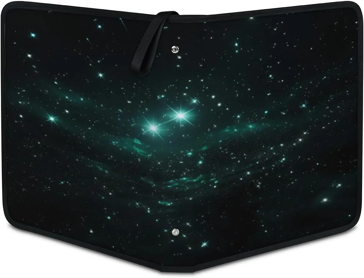 Twinkling Starry Sky 3 Ring Trading Zipper Binder Strap, Trading Card Binder 4 Pocket, 400 Pockets Card Holder with 50 Removable Sleeves for Game Cards