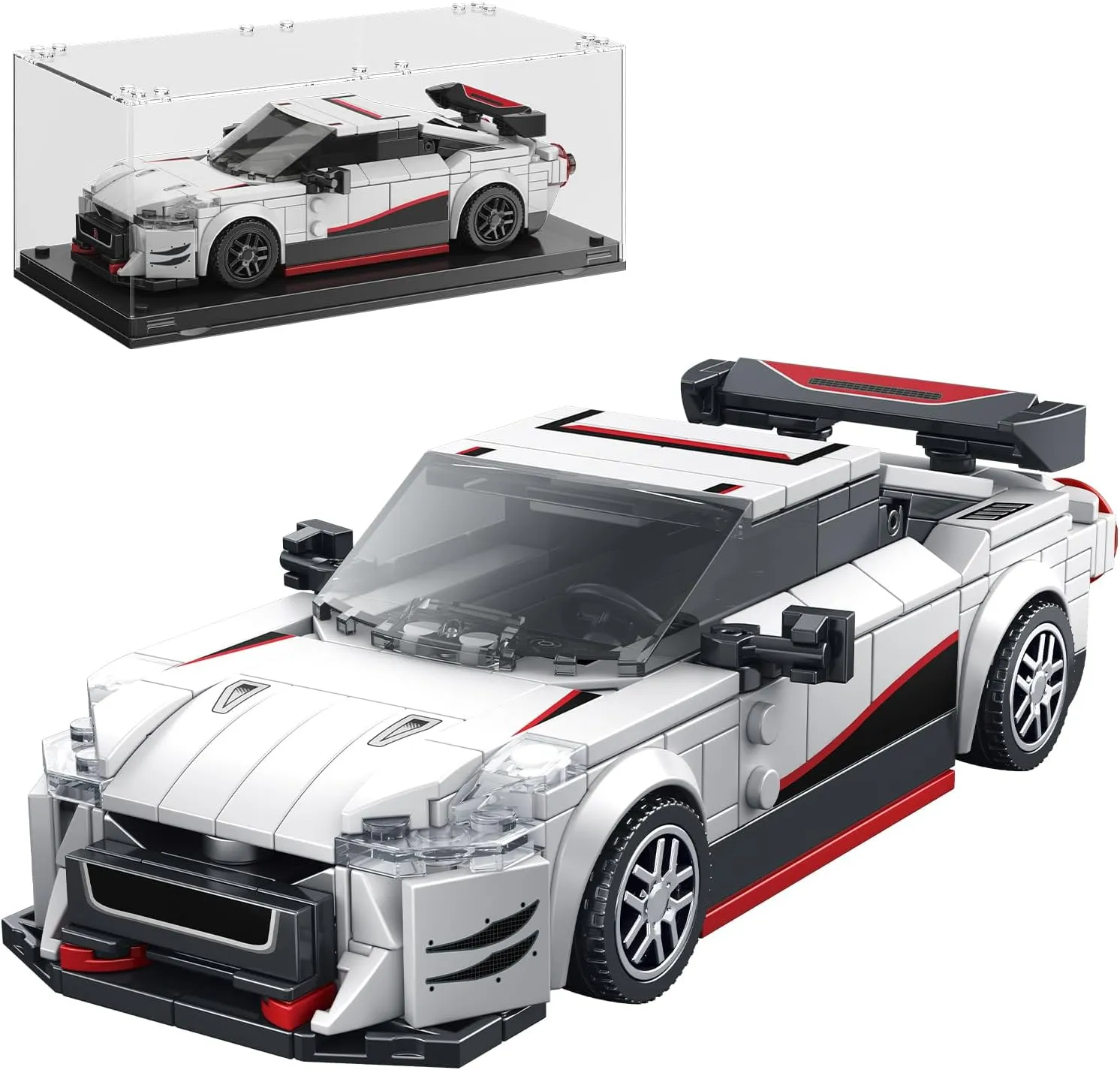 TYCOLE Super Sports Car Building Block Set with Display Case, Speed Race Car Building Kits Construction Toy, Collectible Model, Christmas Birthday Gift for Adults and Kids 6 and up (317 pcs)