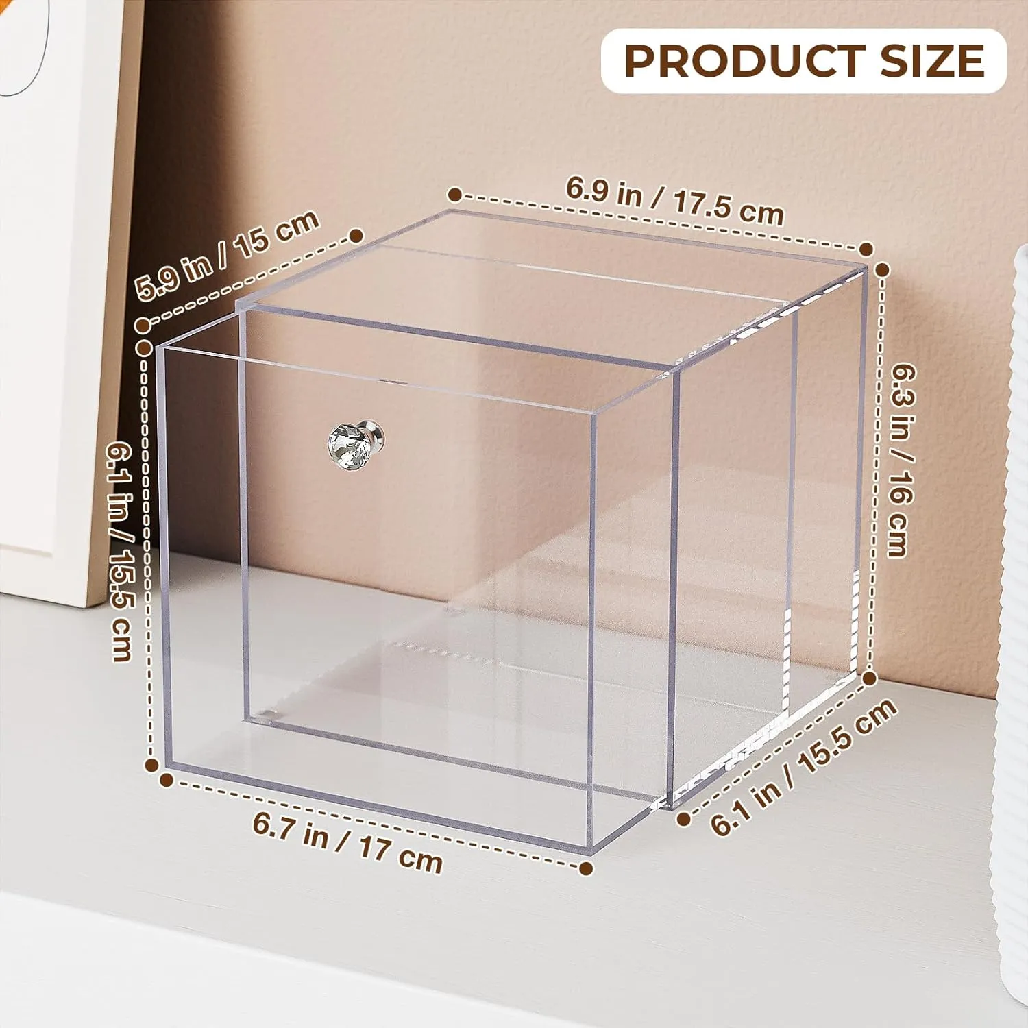 Udefineit Disposable Facial Towel Storage Box, Acrylic XL Skin Club Towel Holder with Drawer, Makeup Remover Dry Wipe Organizer, Skin Care Luxe Container for Facial Washing (Excluding Facial Towels)
