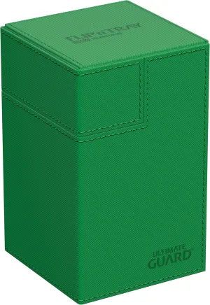 Ultimate Guard Flip'n'Tray 100 , Deck Case for 100 Double-Sleeved TCG Cards   Dice Tray, Green, Independent Magnetic Closure & Microfiber Inner Lining