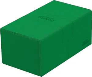 Ultimate Guard Twin Flip'n'Tray 200 , Deck Case for 200 Double-Sleeved TCG Cards   Dice Tray, Green, Independent Magnetic Closure & Microfiber Inner Lining