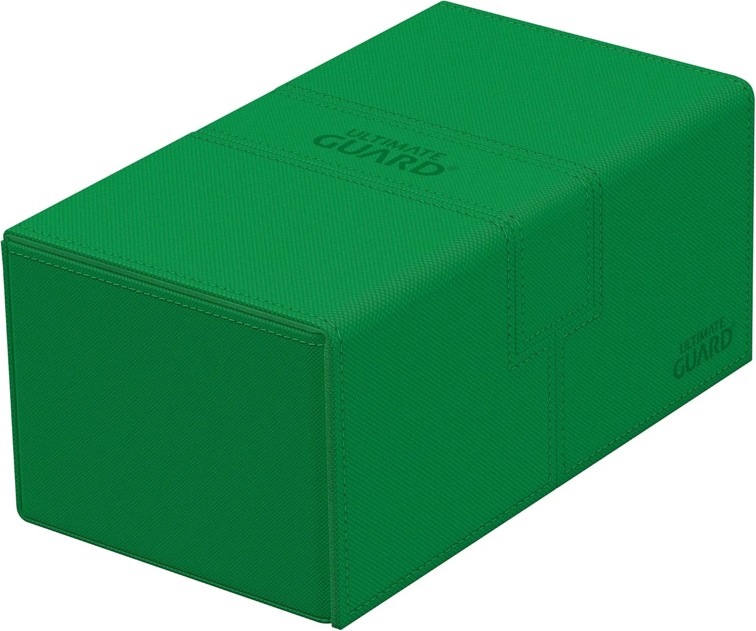 Ultimate Guard Twin Flip'n'Tray 200 , Deck Case for 200 Double-Sleeved TCG Cards   Dice Tray, Green, Independent Magnetic Closure & Microfiber Inner Lining