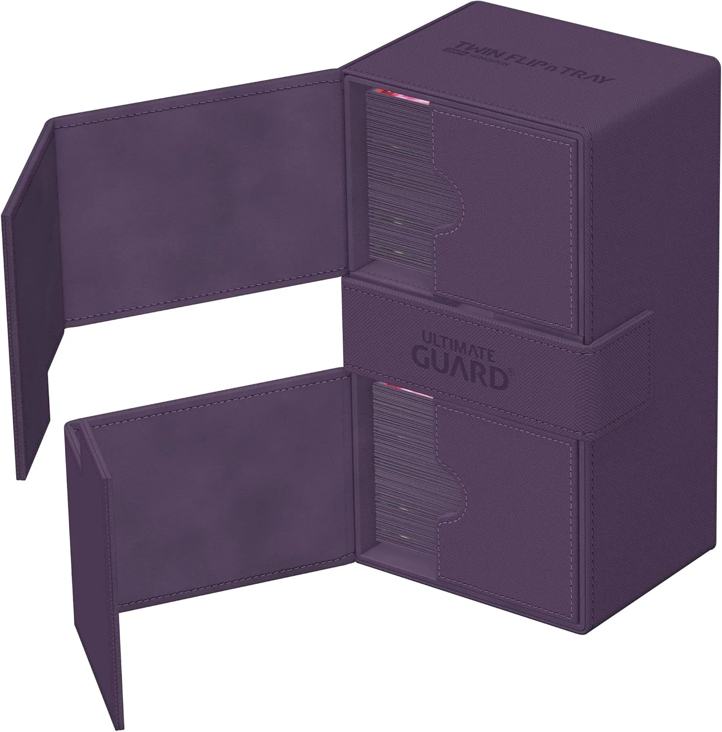 Ultimate Guard Twin Flip'n'Tray 200 , Deck Case for 200 Double-Sleeved TCG Cards   Dice Tray, Purple, Independent Magnetic Closure & Microfiber Inner Lining