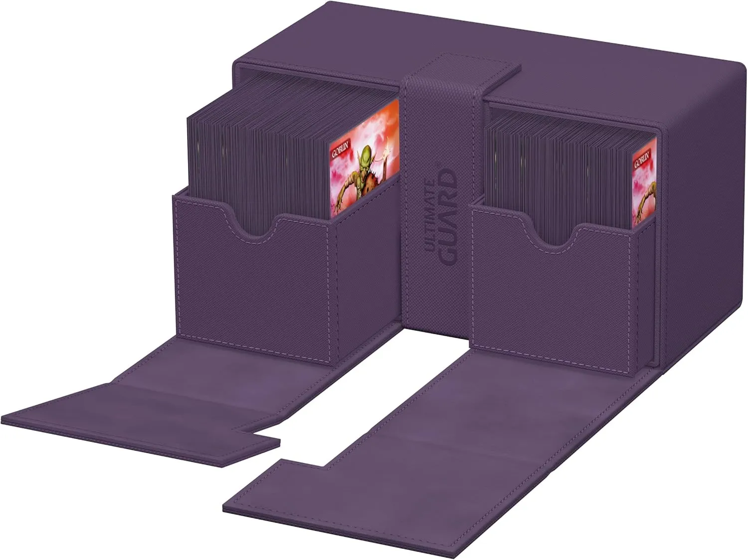 Ultimate Guard Twin Flip'n'Tray 200 , Deck Case for 200 Double-Sleeved TCG Cards   Dice Tray, Purple, Independent Magnetic Closure & Microfiber Inner Lining
