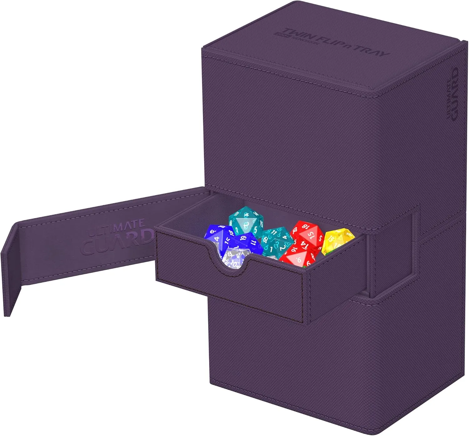 Ultimate Guard Twin Flip'n'Tray 200 , Deck Case for 200 Double-Sleeved TCG Cards   Dice Tray, Purple, Independent Magnetic Closure & Microfiber Inner Lining