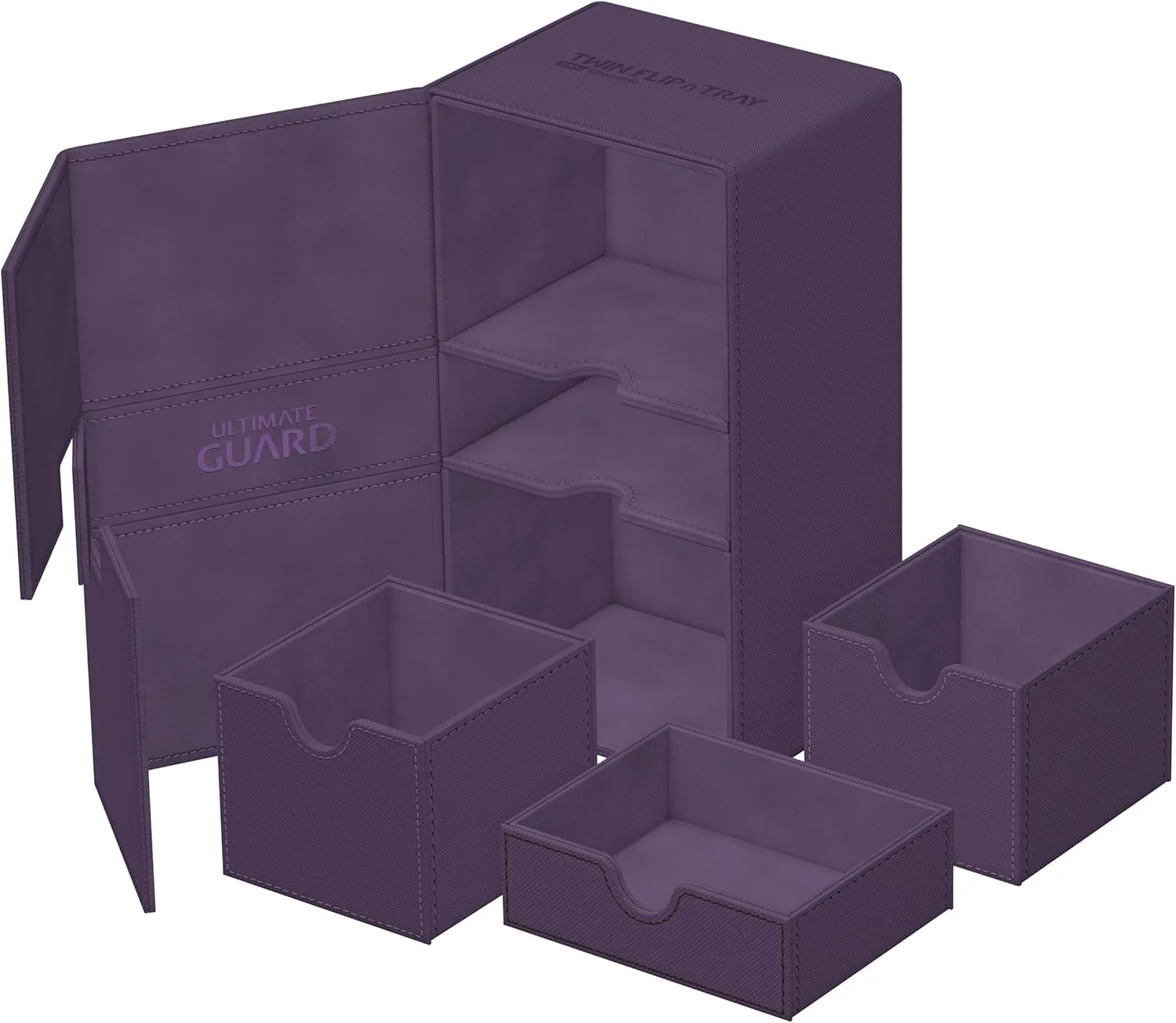 Ultimate Guard Twin Flip'n'Tray 200 , Deck Case for 200 Double-Sleeved TCG Cards   Dice Tray, Purple, Independent Magnetic Closure & Microfiber Inner Lining