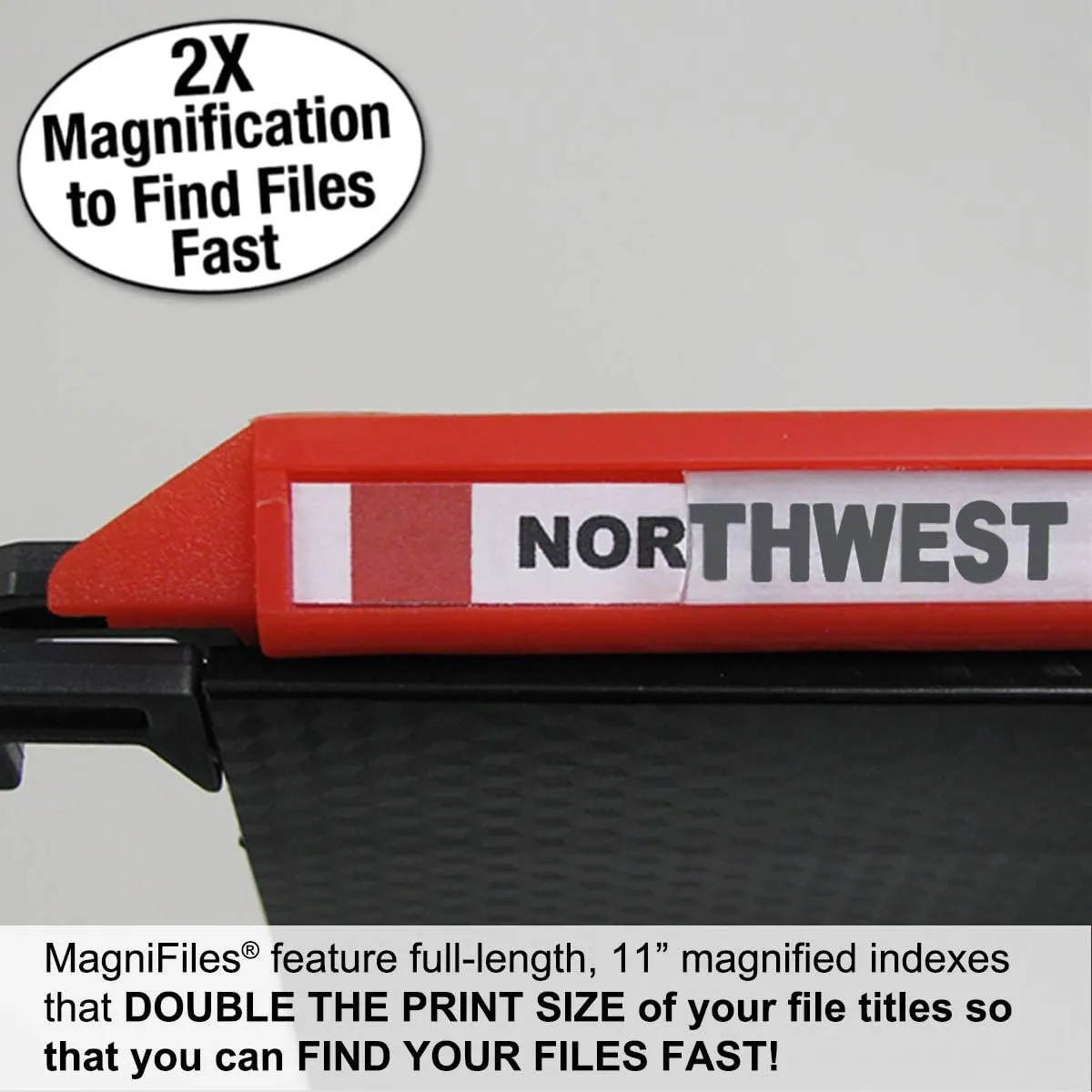 Ultimate Office MagniFile Hanging File Folders V Base Letter Size with 11 inch Magnified Indexes That Double The Size of Your File Titles to Find Files Fast. (Set of 10 Assorted)