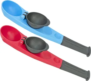 Ultimate Winter Play Snowball Thrower Set, Durable Plastic, Red & Blue, Ergonomic Handle, Lightweight, Perfect for Kids & Adults, 2-Pack