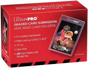 Ultra Pro Graded Card Submission Semi Rigid 1/2" Lip Tall Sleeves | 200-Count with Storage Box