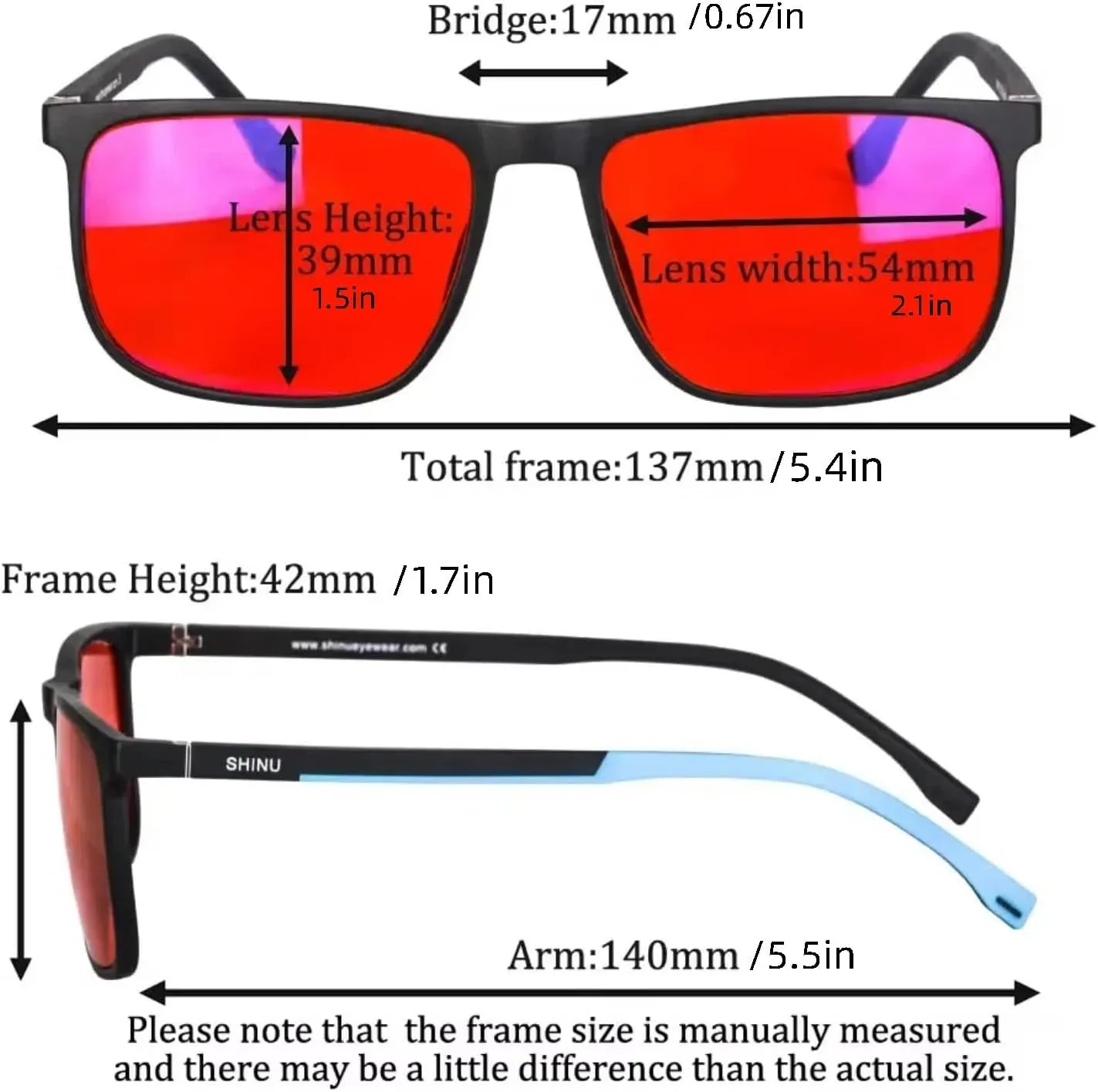UMEINAC TECH Blue Light Glasses Men - Red Lens Sleep Glasses Blocking 550nm Blue/Green Light for Night Shift & Jet Lag Relief(C5 Yellow)