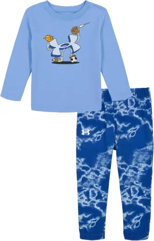 Under Armour boys Long Sleeve Shirt and Jogger Set, Durable Stretch and Lightweight