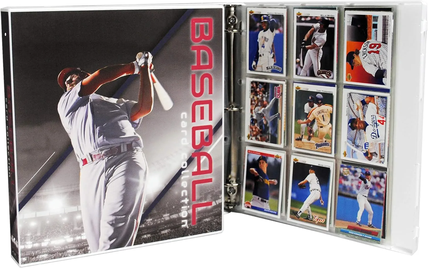 UniKeep Baseball Themed Trading Card Collection Binder with Trading Card Pages. The Binder/Case Is Fully Enclosed to Keep Cards Secure (Batter, Metal Rings)