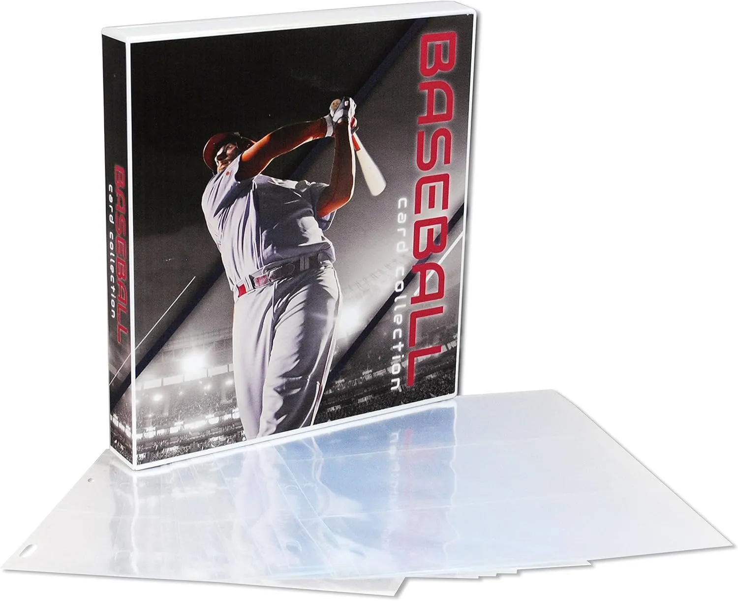UniKeep Baseball Themed Trading Card Collection Binder with Trading Card Pages. The Binder/Case Is Fully Enclosed to Keep Cards Secure (Batter, Metal Rings)