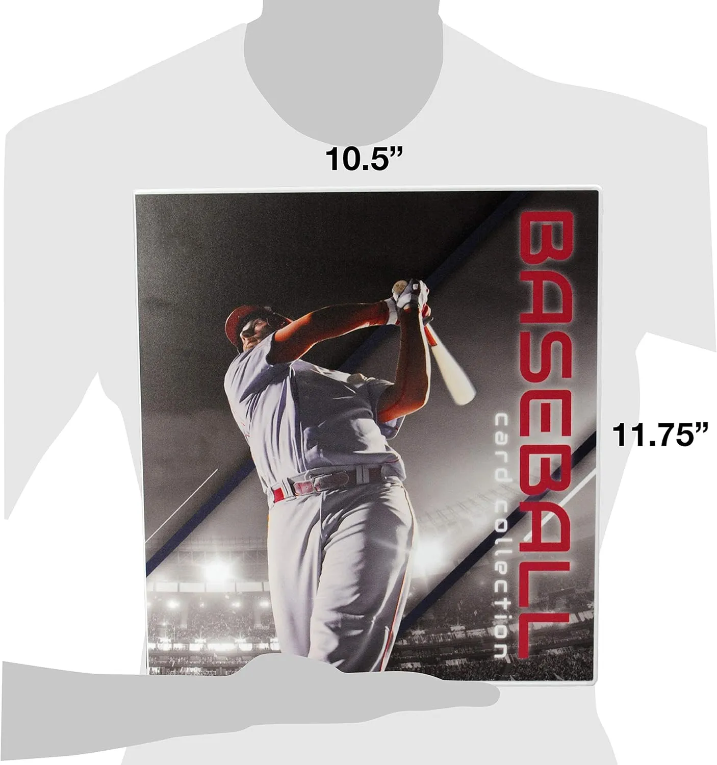 UniKeep Baseball Themed Trading Card Collection Binder with Trading Card Pages. The Binder/Case Is Fully Enclosed to Keep Cards Secure (Batter, Metal Rings)