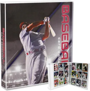 UniKeep Baseball Themed Trading Card Collection Binder with Trading Card Pages. The Binder/Case Is Fully Enclosed to Keep Cards Secure (Batter, Metal Rings)