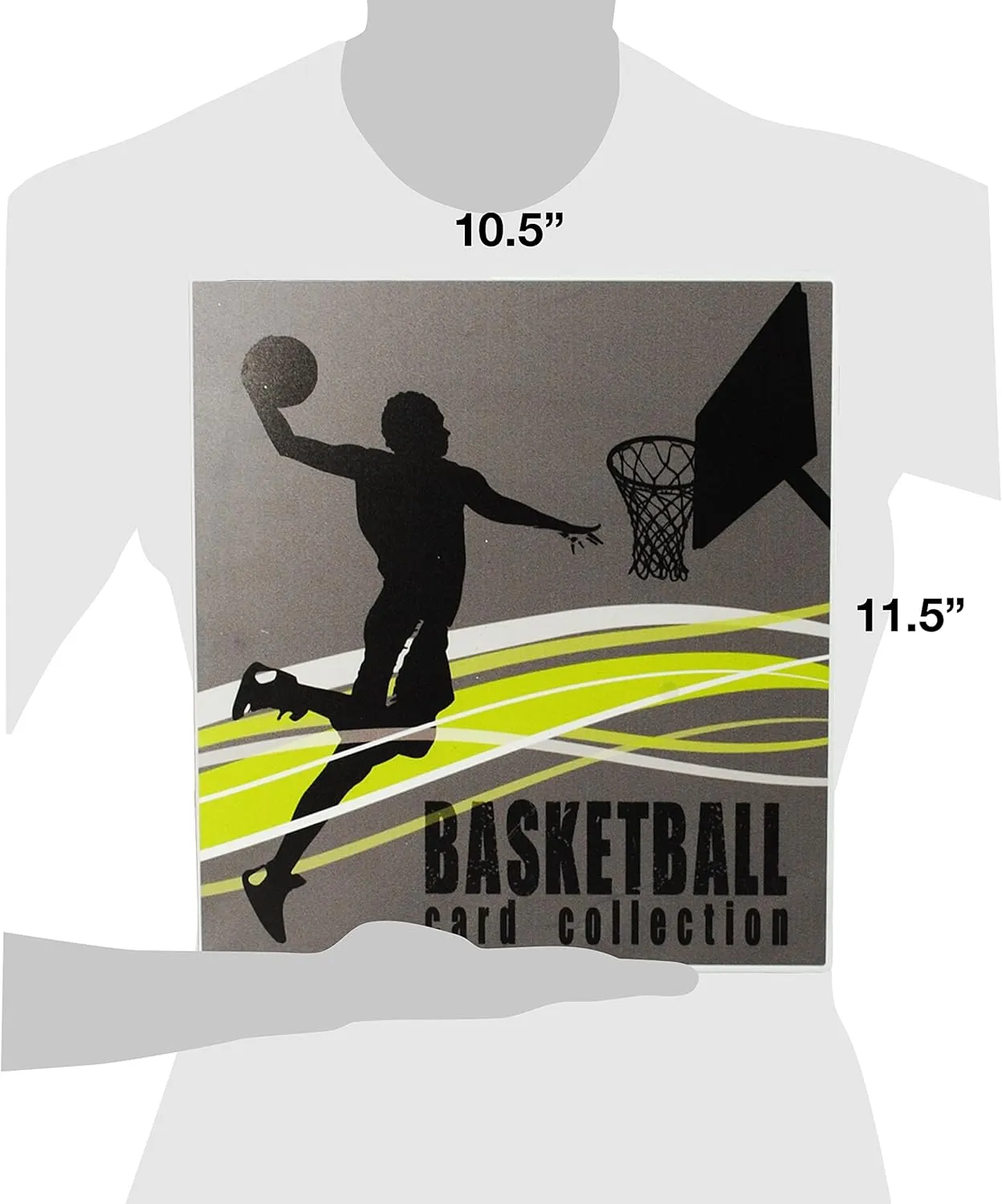 Unikeep Basketball Themed Trading Card Collection Binder Complete With 10 Nine Pocket Trading Card Pages. Fully Enclosed Case with a Locking Latch to Keep Cards Secure (Shadow, Poly Ring)