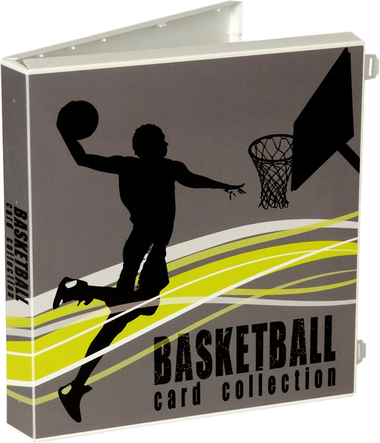 Unikeep Basketball Themed Trading Card Collection Binder Complete With 10 Nine Pocket Trading Card Pages. Fully Enclosed Case with a Locking Latch to Keep Cards Secure (Shadow, Poly Ring)