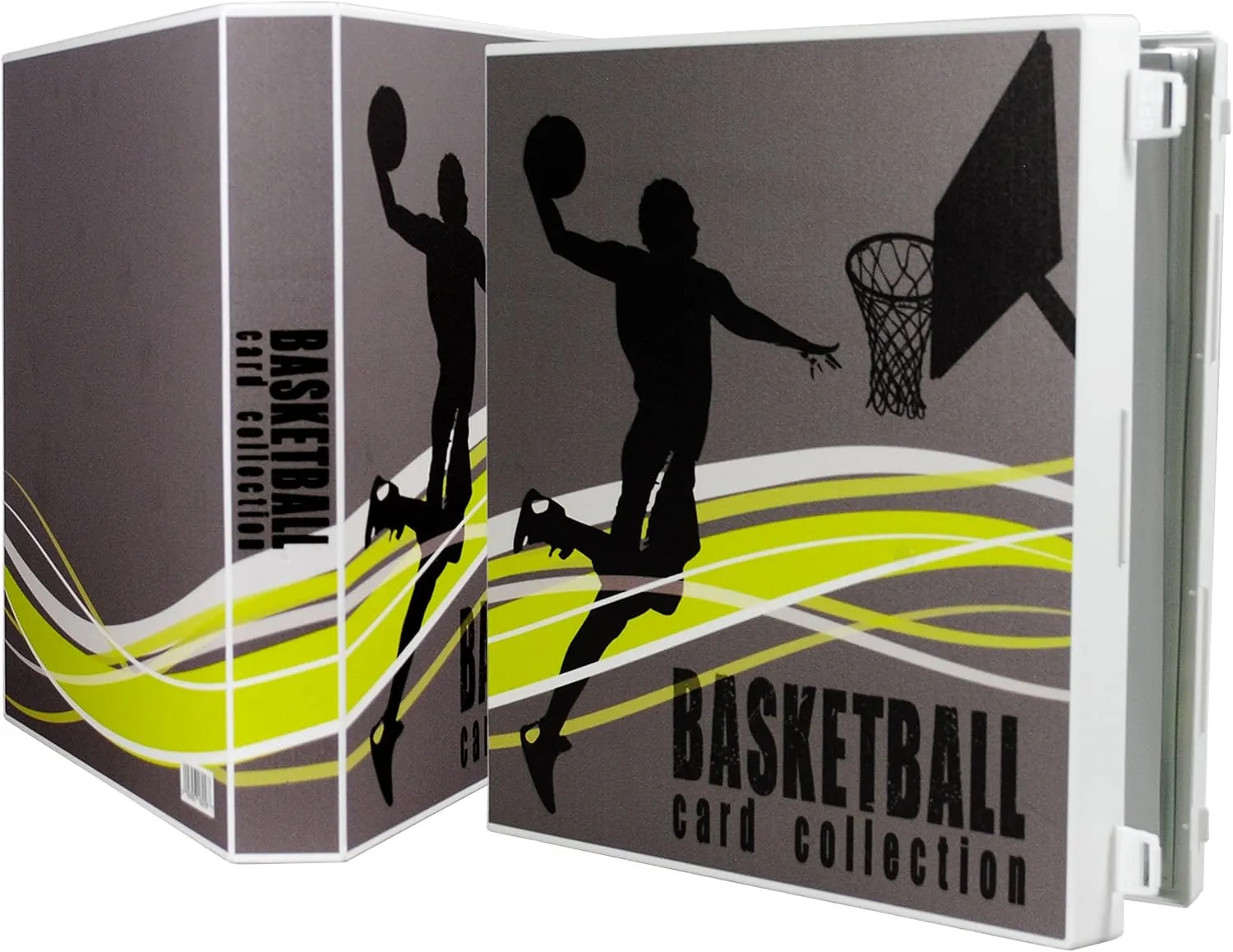Unikeep Basketball Themed Trading Card Collection Binder Complete With 10 Nine Pocket Trading Card Pages. Fully Enclosed Case with a Locking Latch to Keep Cards Secure (Shadow, Poly Ring)