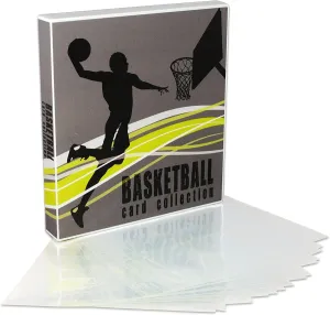 Unikeep Basketball Themed Trading Card Collection Binder Complete With 10 Nine Pocket Trading Card Pages. Fully Enclosed Case with a Locking Latch to Keep Cards Secure (Shadow, Poly Ring)