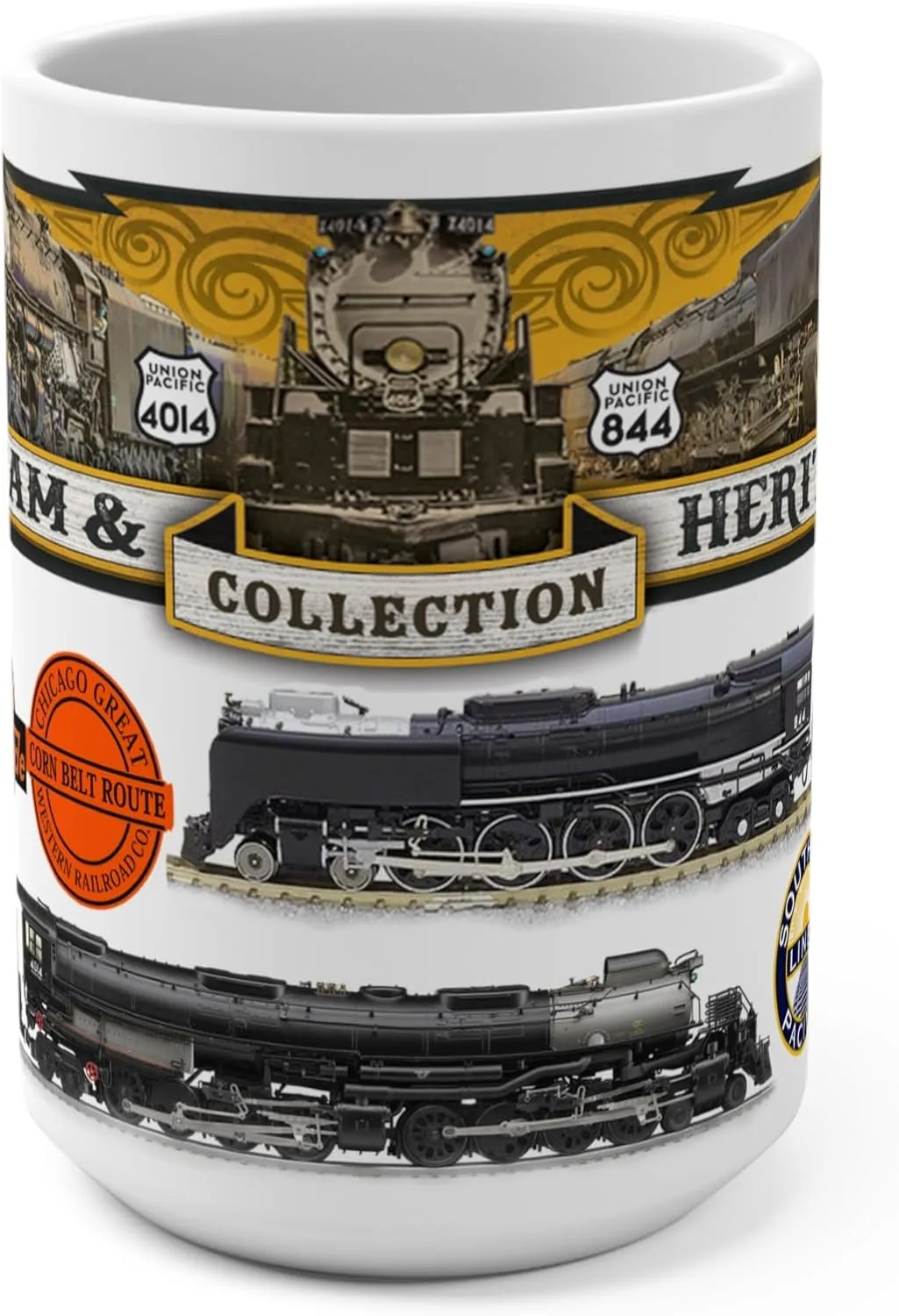 Union Pacific Big Boy 414 And 844 Railroad Coffee 15 Oz Mug Collection, Train Lover Gift, Railroad Enthusiast Cup, Vintage Steam Locomotive