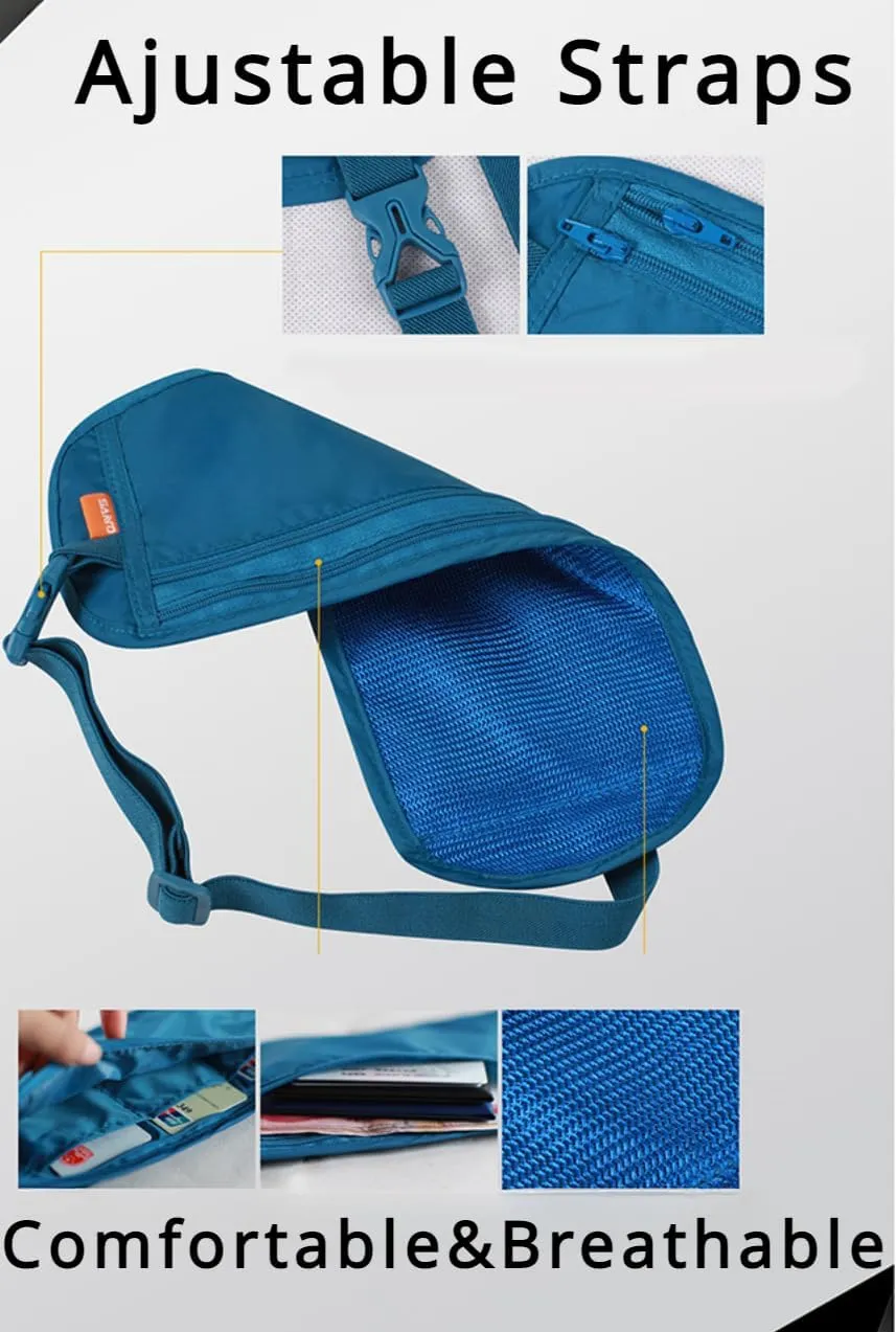Unisex Belt Bag Waist Pouche Ajustable Belt for Walking Running Jogging Traveling Hiking Yoga Footing (Blue)
