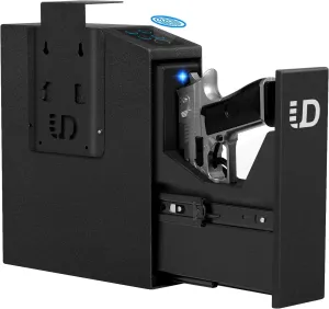 Urban Deco Handgun Gun Safe for Nightstand, Desk, Bed Side - Pistol Safe, Hand Gun Safe for Car, Biometric Gun Safe for Handgun with Fingerprint, PIN Code, Key Access