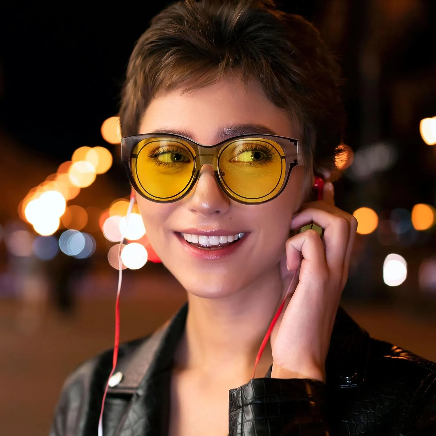 URUMQI Night Vision Driving Glasses for Women Anti-Glare Fit Over, Polarized Night Time HD Yellow Lens