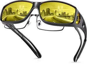 URUMQI Polarized Sunglasses Fit Over Glasses for Men Women, Wrap-around Driving Sunglasses 100% UV Protection