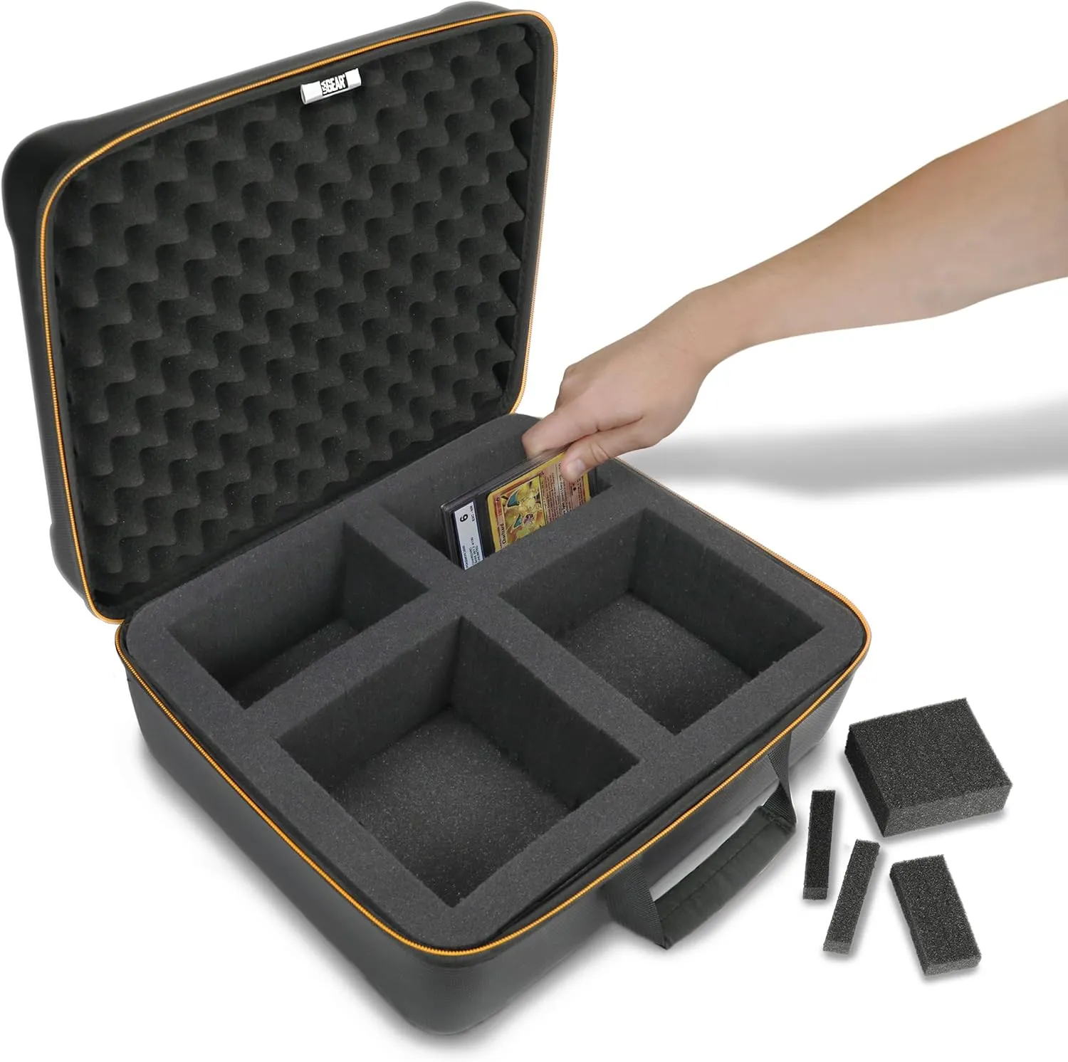 USA Gear Hard Shell Graded Card Case with Customizable Interior - Holds 50  Graded Cards - Trading Card Case Compatible with TCG, MTG, PSA, and More - Graded Card Storage, Travel Bag for Graded Cards