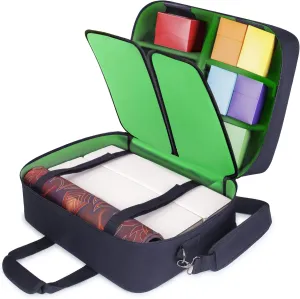 USA Gear XL Magic The Gathering MTG Deck Box Bag Travel Case - Large MTG Card Storage Bag with Padded Shoulder Strap, Customizable Interior, Weather Resistant - Fits Deck Boxes & Sleeved Cards - Green