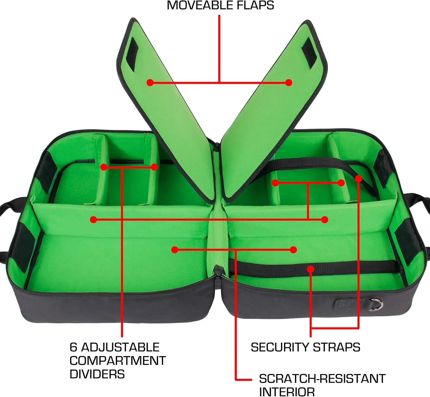 USA Gear XL Magic The Gathering MTG Deck Box Bag Travel Case - Large MTG Card Storage Bag with Padded Shoulder Strap, Customizable Interior, Weather Resistant - Fits Deck Boxes & Sleeved Cards - Green