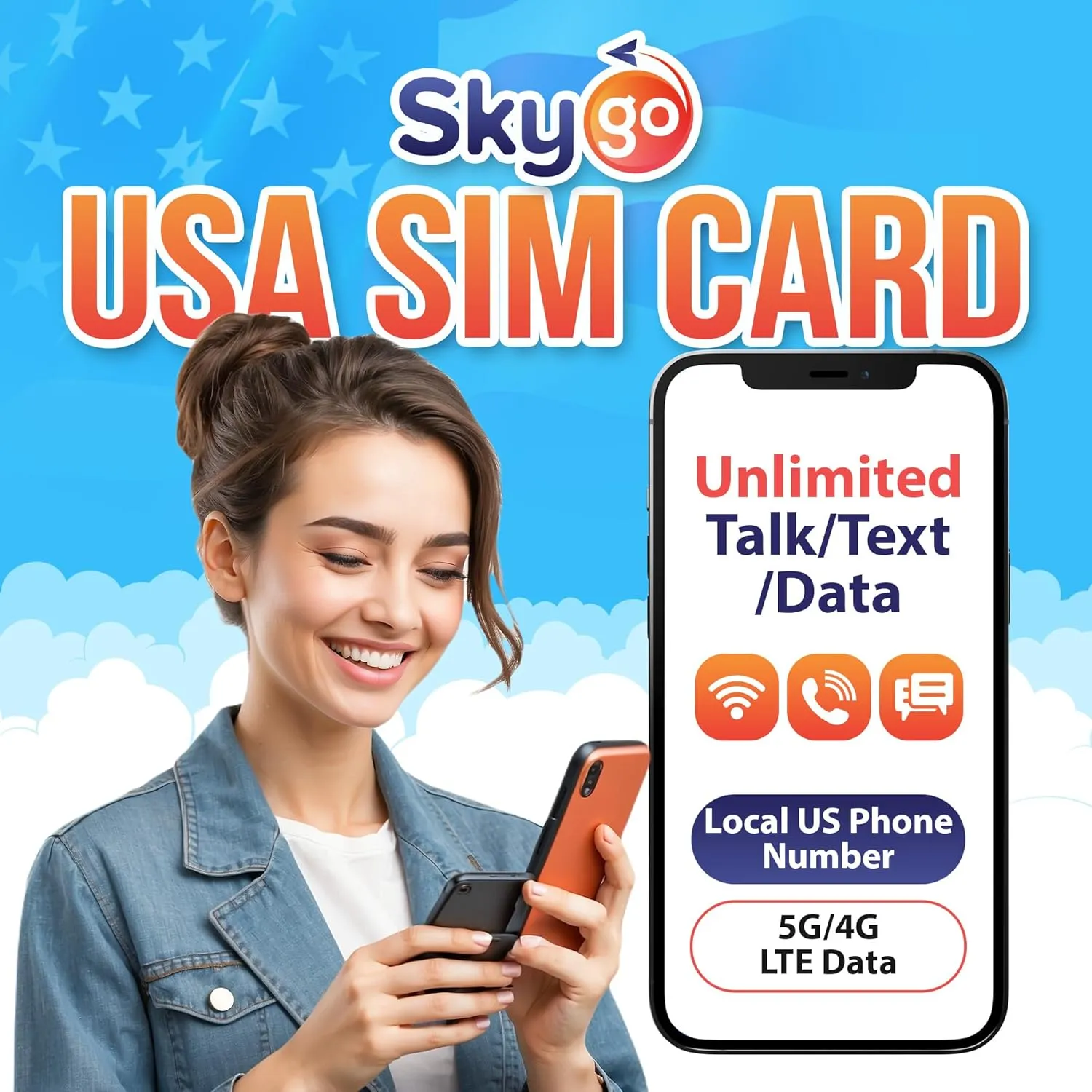 USA Prepaid SIM Card (T-Mobile Network) | Unlimited 5G/4G Internet Data in USA (Including Hawaii)|Unlimited Calls and Texts Within US | Mobile Tethering (15Day)
