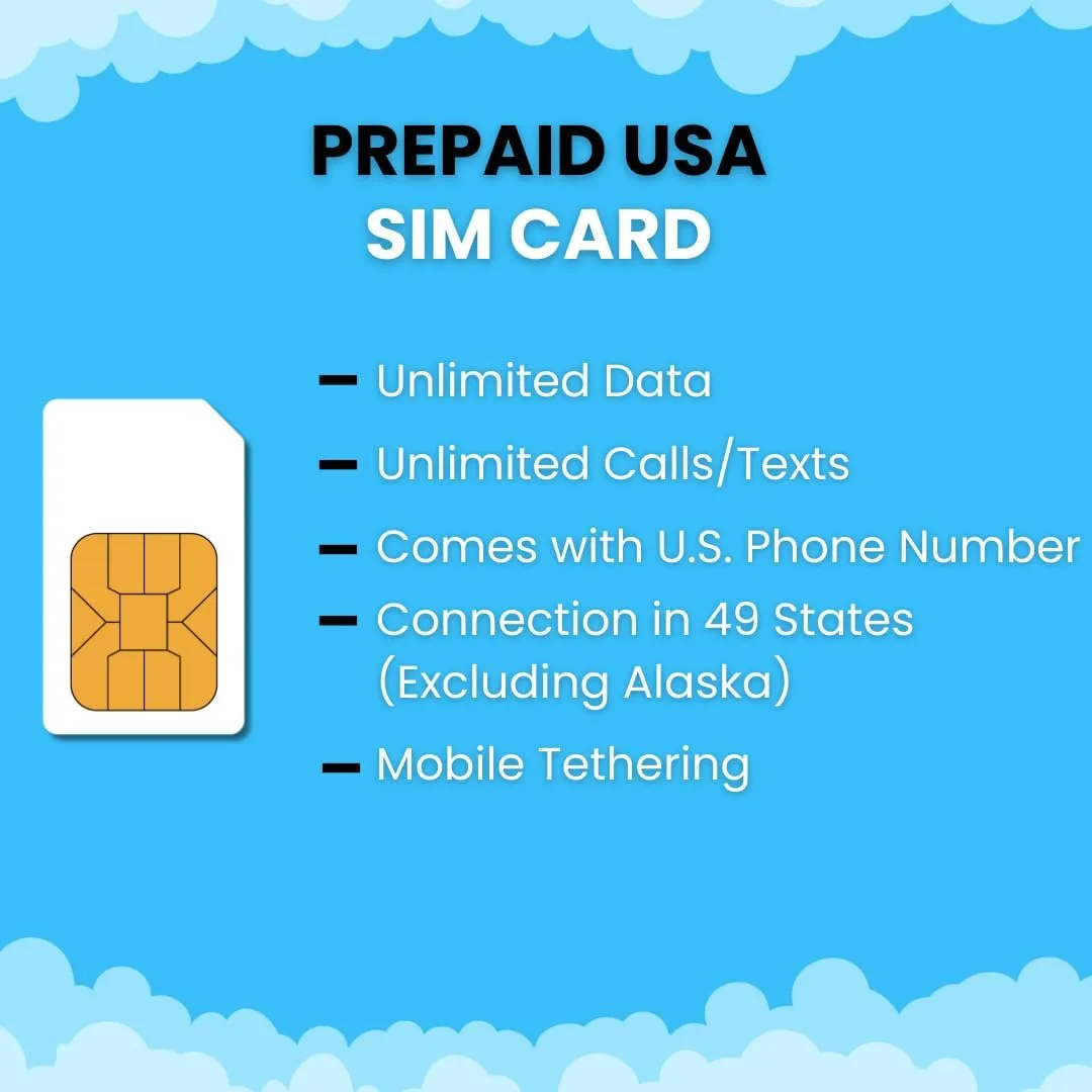 USA Prepaid SIM Card (T-Mobile Network) | Unlimited 5G/4G Internet Data in USA (Including Hawaii)|Unlimited Calls and Texts Within US | Mobile Tethering (15Day)