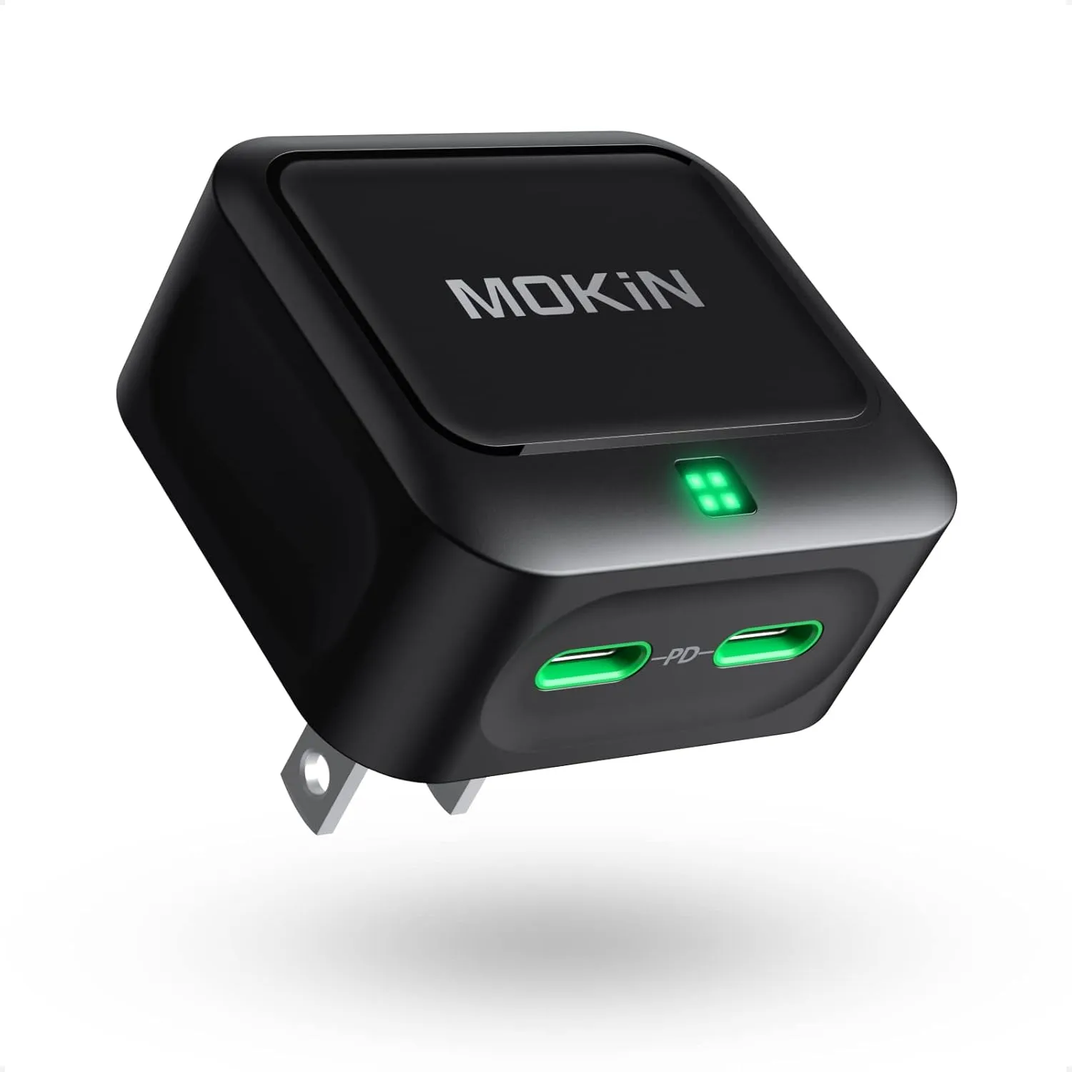 USB C Charger Block 40W, Dual Port Type C Fast Charging Block GaN  PD Power Adapter with Foldable Plug USB C Wall Charger Cube for iPhone 16/16 Pro/16 Plus/16 Pro Max/15, Samsung
