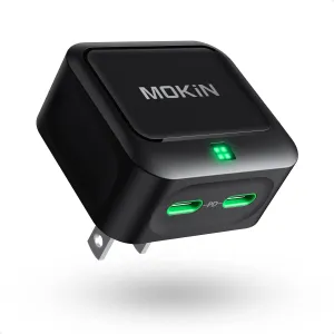 USB C Charger Block 40W, Dual Port Type C Fast Charging Block GaN  PD Power Adapter with Foldable Plug USB C Wall Charger Cube for iPhone 16/16 Pro/16 Plus/16 Pro Max/15, Samsung