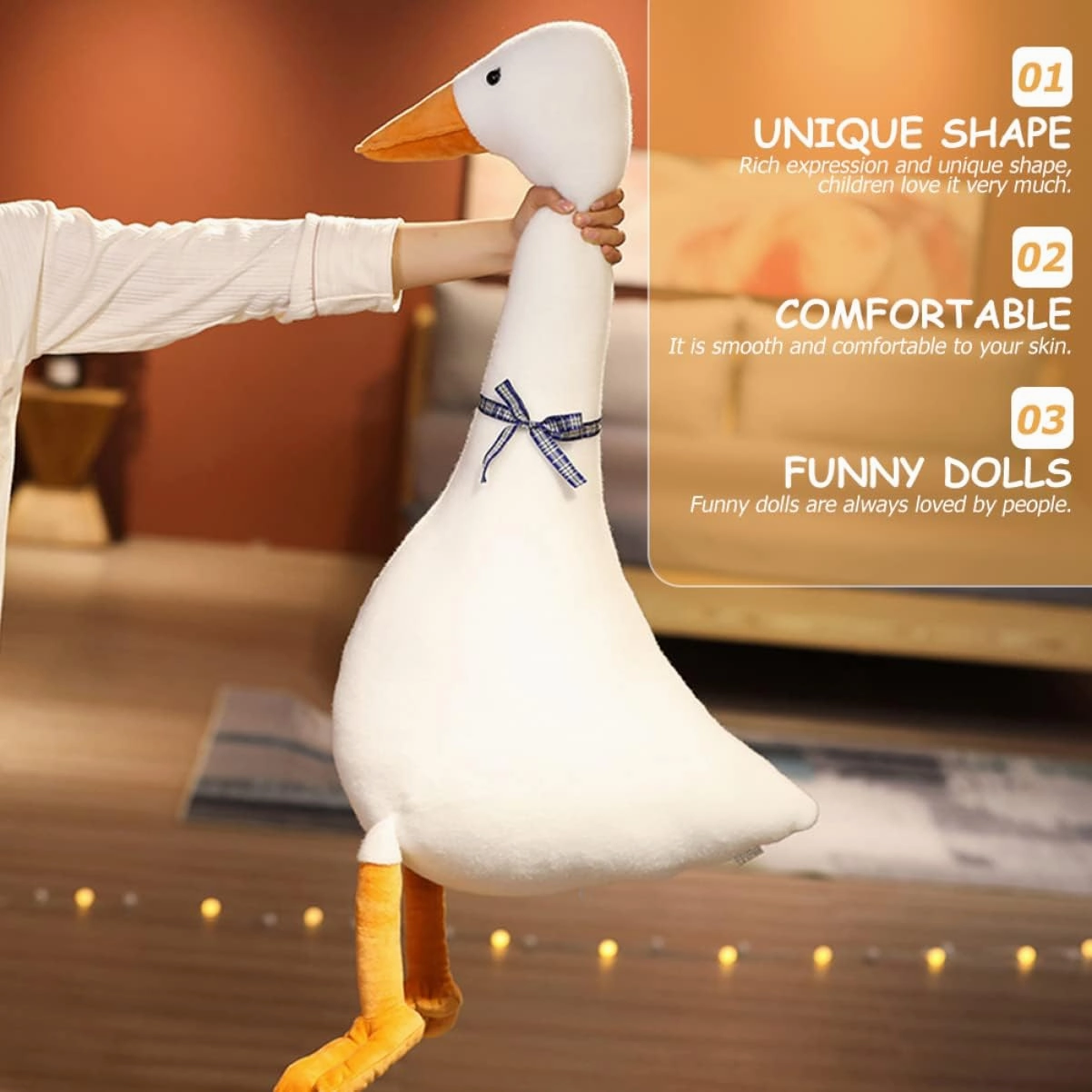 Vaguelly Large White Goose Stuffed Animal Toy 30cm Soft Plush Toy for Boys and Girls Car Bed Sofa Comfortable and Sturdy