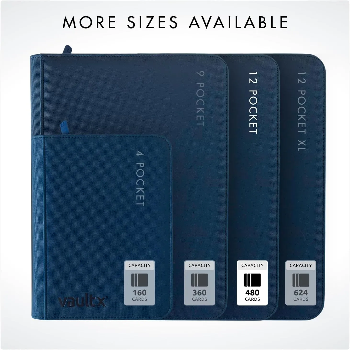 Vault X 12 Pocket Trading Card Zip Binder - 480 cards, Premium Exo-Tec Album Material, 20 Side-Loading Pages, Folder for Collectible Card Games, Sports, TCG (Blue)