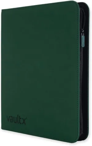 Vault X 12 Pocket Trading Card Zip Binder - 480 cards, Premium Exo-Tec Album Material, 20 Side-Loading Pages, Folder for Collectible Card Games, Sports, TCG (Green)