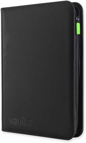 Vault X 9 Pocket Trading Card Zip Binder, 360 Cards, Premium Exo-Tec Album Material, 20 Side-Loading Pages, Folder for Collectible Games, Sports, TCG (Black)