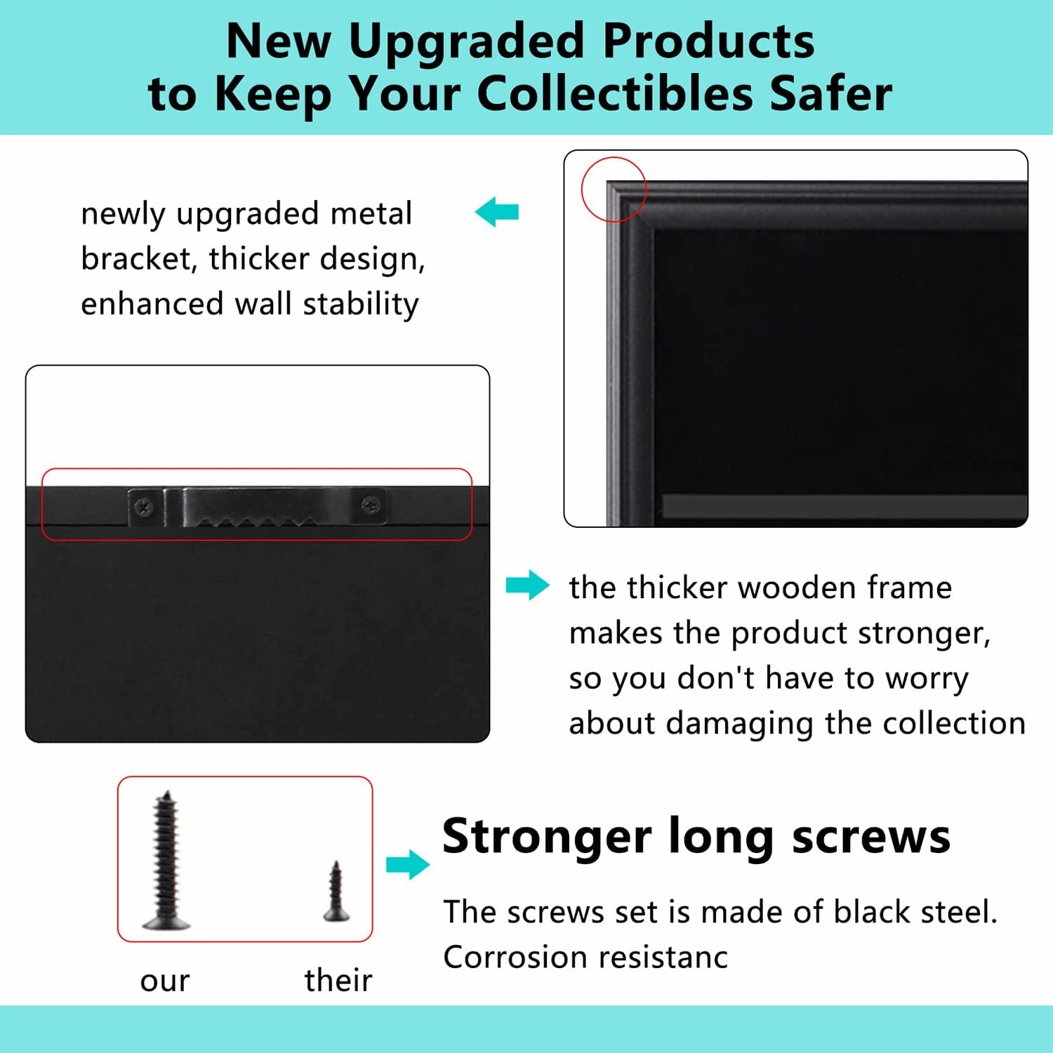 VERANI Baseball Card Display Case - 36 Graded Sports Card Display Frame - Holds Sport Cards with UV Protection Clear View Lockable Wall Cabinet for Football Basketball Trading Card Horizontal - 2Pack