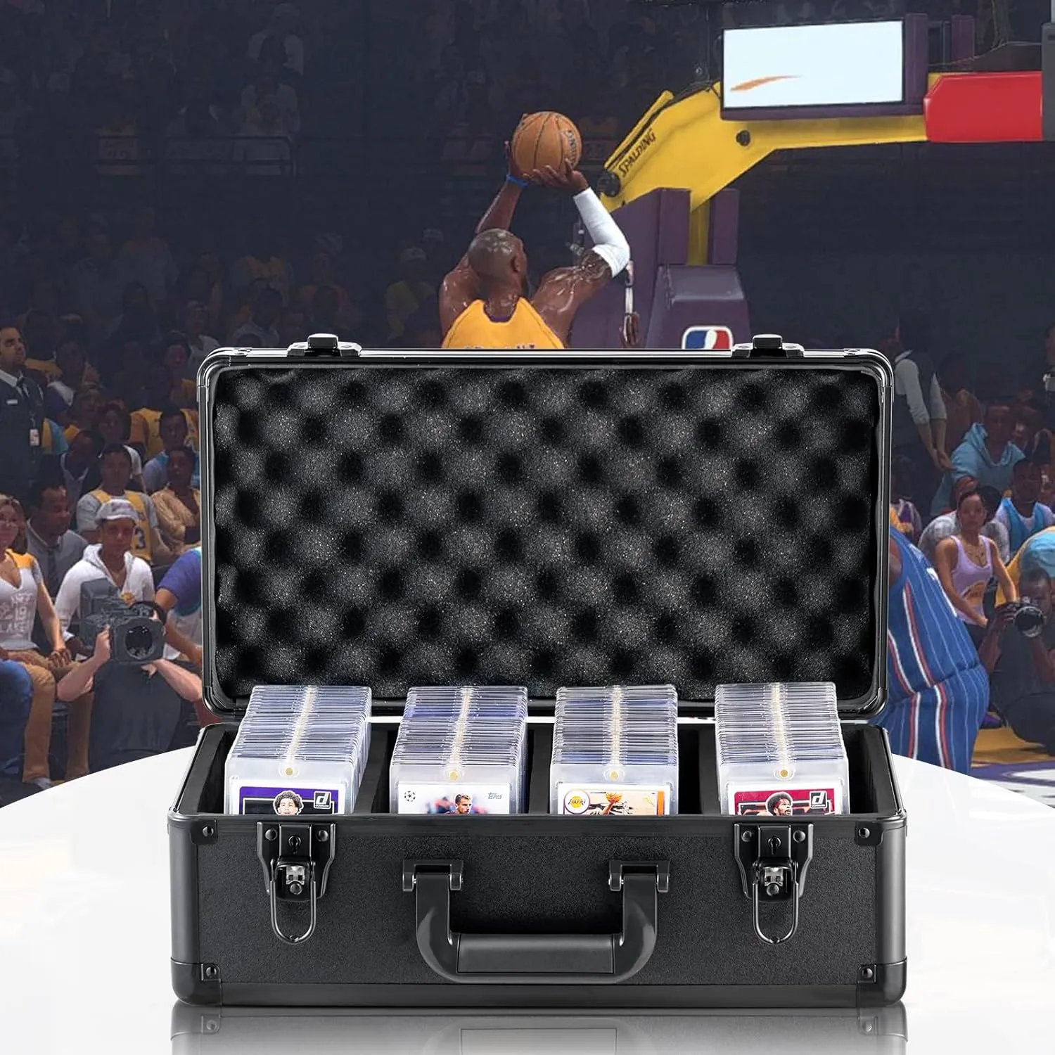 VEVOR 108 PSA Graded Card Storage Box - 4 Slot Case with Key Lock, Foam Dividers for 76 BGS, 84 SGC, 388 Top Loaders or 999  Loose Cards