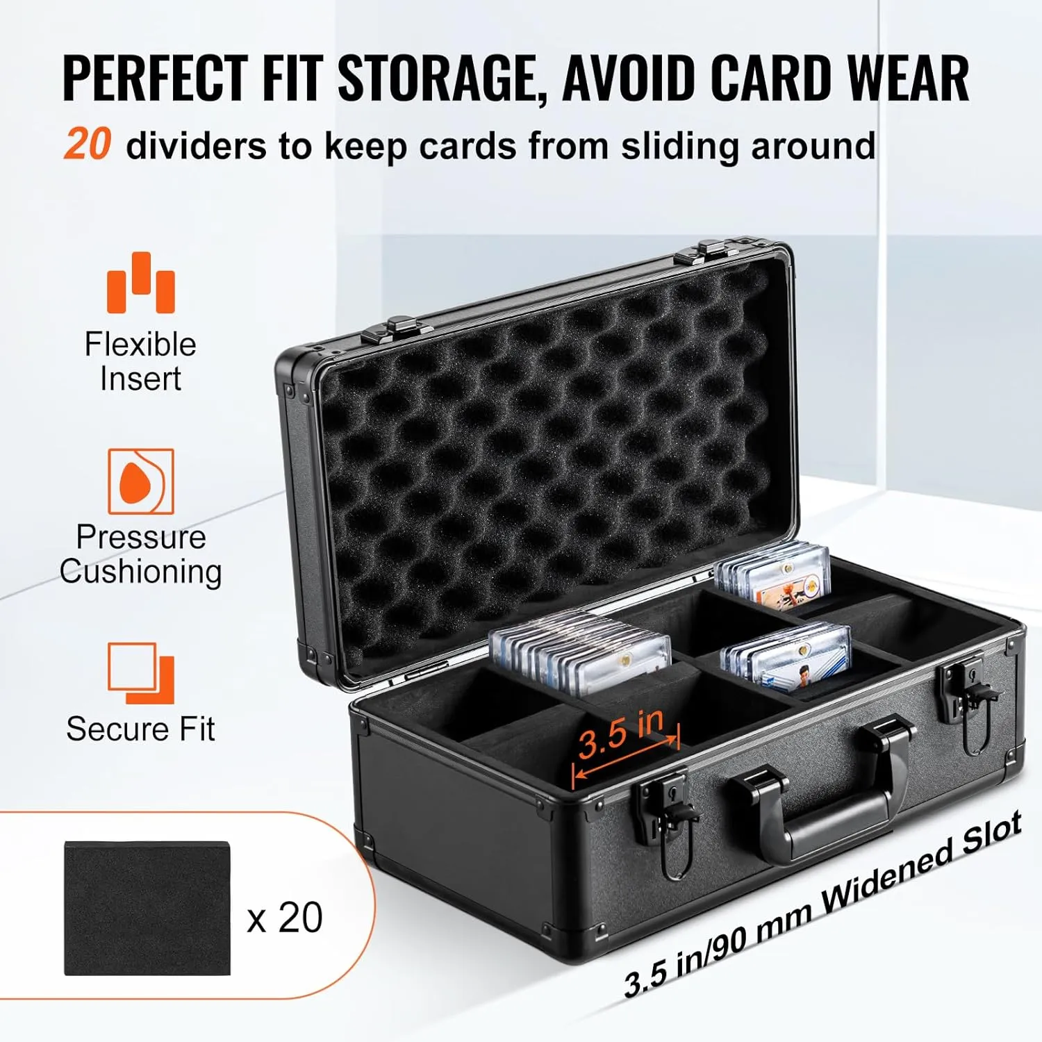 VEVOR 108 PSA Graded Card Storage Box - 4 Slot Case with Key Lock, Foam Dividers for 76 BGS, 84 SGC, 388 Top Loaders or 999  Loose Cards