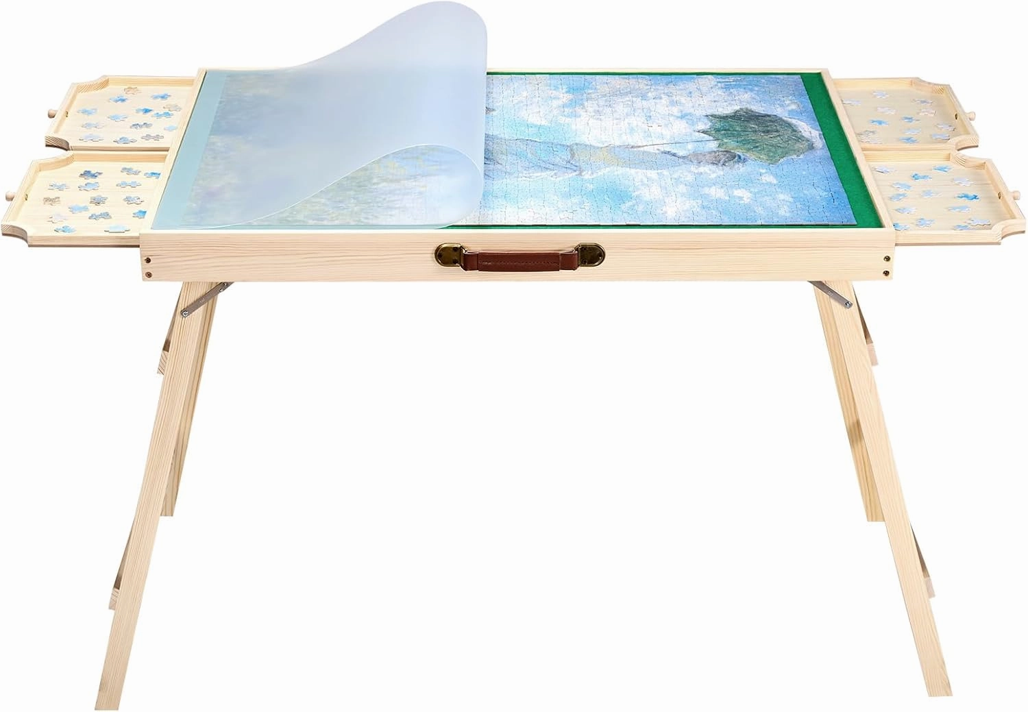 VEVOR 1500-Piece Puzzle Table with 4 Drawers, Adjustable 6-Angle Tilt, 34x25in Felt Surface Board at 26in Height, Folding Legs & Cover, Adult Jigsaw Accessories, Gift for Mom