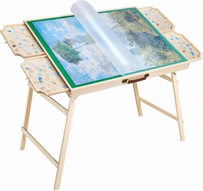 VEVOR 1500-Piece Puzzle Table with 4 Drawers, Adjustable 6-Angle Tilt, 34x25in Felt Surface Board at 26in Height, Folding Legs & Cover, Adult Jigsaw Accessories, Gift for Mom