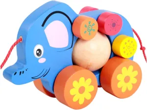 VICASKY 1pc Cartoon Elephant Pulling Cart Toy Creative Walker for Boy Girl Funny Traction Toy to Practical Skills Safe Material for Playtime