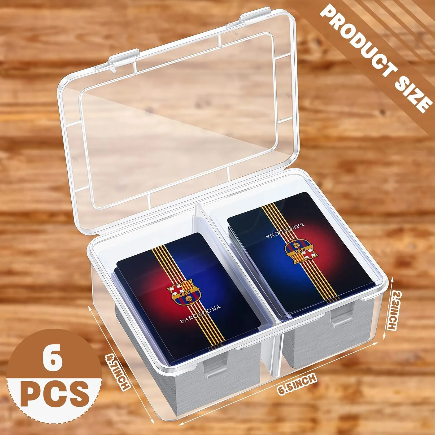 Vicenpal 300 Card Storage Box Compatible with Mtg TCG Clear Plastic Trading Card Storage Box with Removable Divider Hard Trading Deck Case for Baseball Football Game Organizer Collector(6 Pcs)