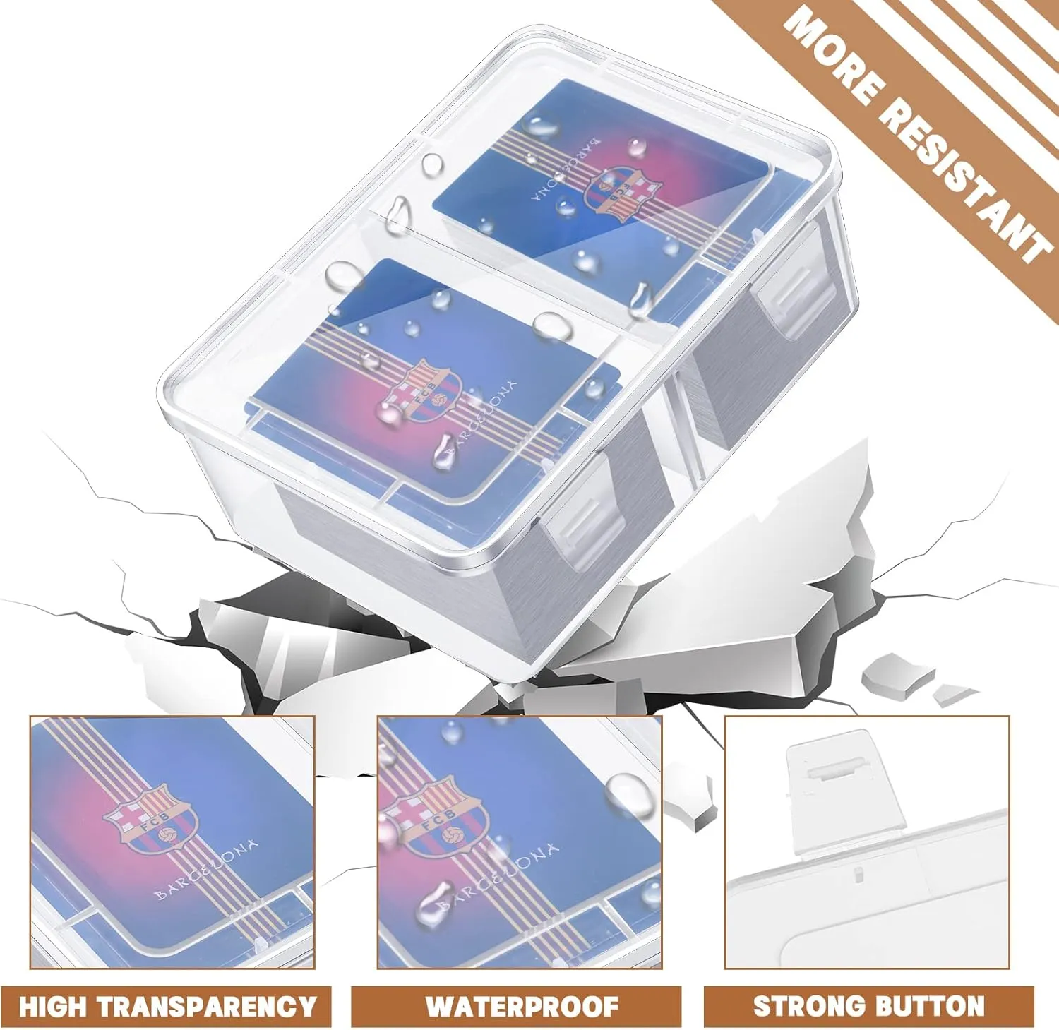 Vicenpal 300 Card Storage Box Compatible with Mtg TCG Clear Plastic Trading Card Storage Box with Removable Divider Hard Trading Deck Case for Baseball Football Game Organizer Collector(6 Pcs)