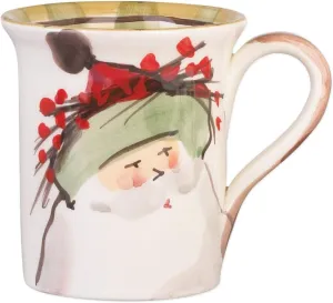 Vietri Old St. Nick Mug, Green Hat 4.5" H, 14 oz Terra Bianca Ceramic Cup, Coffee Mug Drinkware