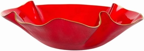 Vietri Holiday Glass Medium Ruffled Bowl - Italian Made Christmas Serving Dish Collectible, 12" D